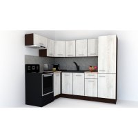 Bucatarie de Colt GENA NEW 4 ST. 160-230, Fara Corp de Cuptor, Wenge / Decor K010